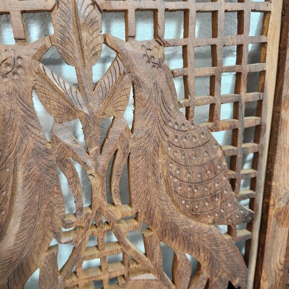 Vintage Beautifully Hand Carved Wood Panels Stamped India - Picture 6 of 8